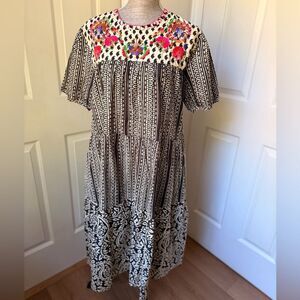 Sister Mary Floral Embroidered Midi Dress Size Medium